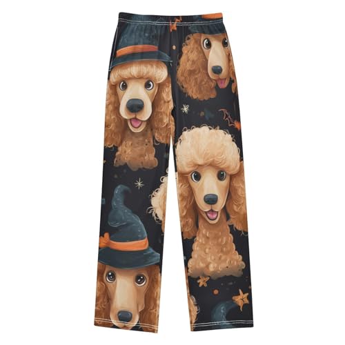 ZZXXB Halloween Poodle Boys Long Pants Soft Trousers Elastic Waist Kids Lounge Bottoms with Pockets S-XL