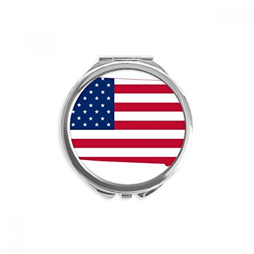 Miroir rond de poche drapeau USA compact pour retouches maquillage portables