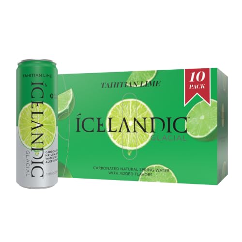 Image of Icelandic Glacial Sparkling Water, Tahitian Lime, 330 ml / 11.1 Fl Oz Cans (Pack of 10)