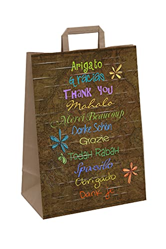 Sac en papier kraft Merci finition soignée et poignées plates résistantes