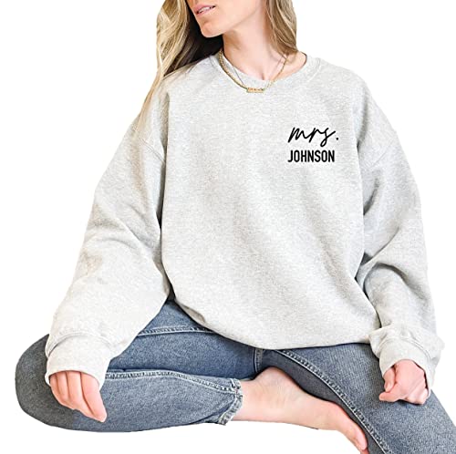 Mrs Sweatshirt - Custom Mrs Sweatshirt - New Mrs - Honeymoon Pajamas - Wedding Gift - Engagement Gift - Fiancee Gift Multiple Colors4