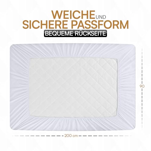 Utopia Bedding Gesteppter Matratzenschoner 90 x 200 cm, Spannmatratzenauflage, Tiefe Tasche Matratzenbezug dehnt Sich bis zu 30 cm (Weiß)