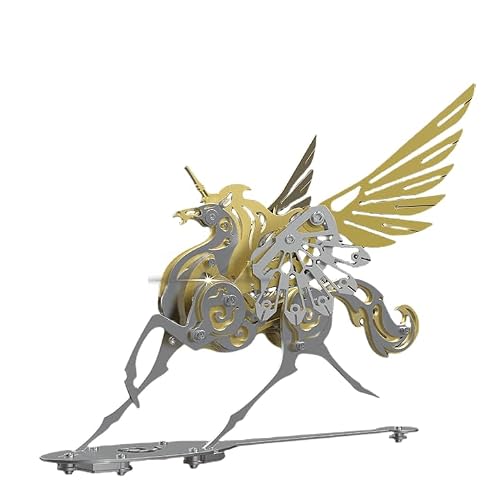 Metalkitor Colorful Uni-Corn 3D Metal Model Puzzle Kit - Mythical Creature DIY Assembly Gift, Ideal for Decoration and Collection (Gold)