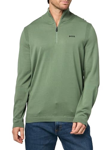BOSS - BOSS, Tech Flex Cotton Stretch Quarter Zip Knit Sweater, Minty Fresh, L - Best Deal on Amazon