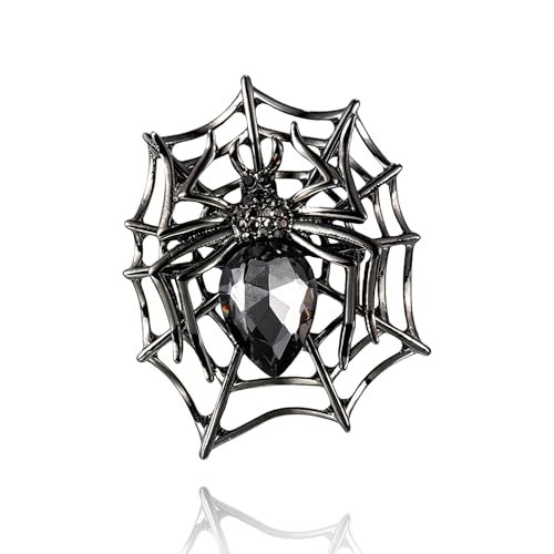 Rhinestone Gothic Spider Brooch for Women Red Black White Crystal Spider Pin Trendy Halloween Costume Accessories (Spider web)