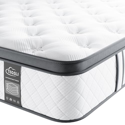 TeQsli 3FT Single Mattress 10 Inch Gel Memory Foam Pocket Spring Hybrid Mattress Medium Firm...