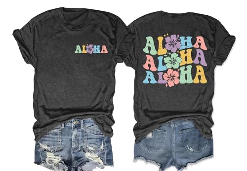 Hawaiian Shirts Women Hawaii Graphic Tees Summer Vacation Hawaiian