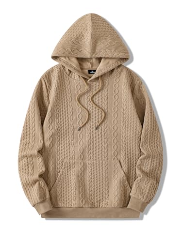 Jmierr Men'S Pullover Hoodies Fashion Drawstring Beige Long Sleeve Sweaters Hooded Sweatshirts With Pockets thumb #6