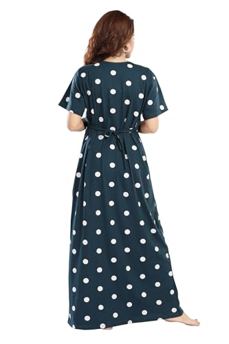 Image of Fabme Women's Full Length Printed Pre and Post Pregnancy Pure Cotton Nursing Nightdress Nighty