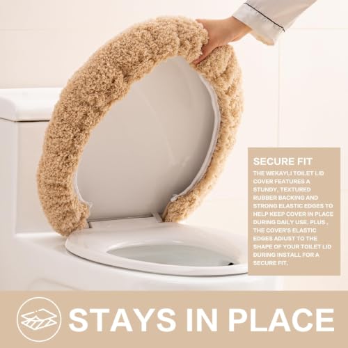 Image of Microfiber Toilet Lid Cover, 17.5 inchx15 inch Fits Round Oblong and Elongated