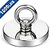 DIYMAG Super Strong Neodymium Fishing Magnets, 1000 lbs(453 KG) Pulling Force Rare Earth Magnet with Countersunk Hole Eyebolt Diameter 3.55 inch(90mm) for Retrieving in River,Lifting and Pick up