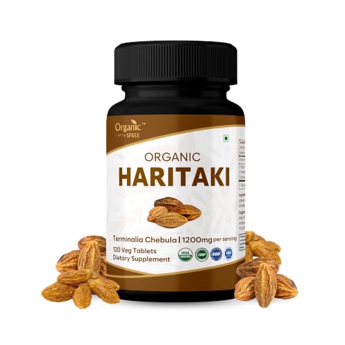 Organic Spree Haritaki 120 Tablets Terminalia chebula - Third Eye Awakening Supplement - 60 Days Supply - Supports Healthy Digestion, Gut Wellness, Pineal Gland* | USDA Organic, GMP, HACCP Certified