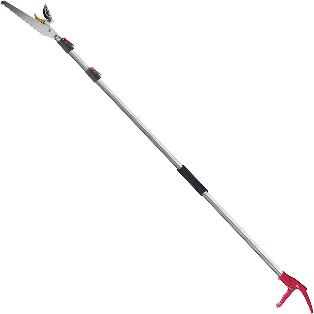 PANCY 𝐔𝐩𝐠𝐫𝐚𝐝𝐞𝐝 Telescopic Tree 𝐏𝐫𝐮𝐧𝐞𝐫 Pole Saw for Gardening 3 in 1 Tree Saw and Loppers, Extendable Bypass Lopper Fruit Picker Tree Trimmer Pruning Saw Tools (Telescopic 4.6-10ft)