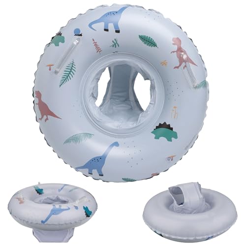 EDLMKM Baby Swimming Float, Baby Swimming Ring, Inflatable Baby Float, Dinosaurs Pringting Inflatable Swimming Pool Float with Seat and Handle, Pool Toys for Toddlers Age 1-5