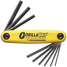 مجموعة bondhus 12591 gorillagrip من مفاتيح سداسية قابلة للطي 9 ، الأحجام .050- 3 / 16 بوصة