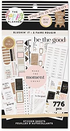 The Happy Planner Sticker Pack for Calendars, Journals and Projects Multi-Colour, Easy Peel  Scrapbook Accessories  Blushin' It Theme  30 Sheets, 776 Stickers Total