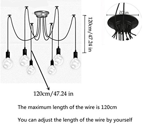 Pendant Light Holder Without Bulbs,6 Head Industrial Vintage Style Pendant Light Holder Ajustable Diy Ceiling Spider Lamp E27 Bulb Base Socket Lamp Hanger Fixtures For Kitchen Living Room Bar #TOP7