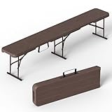 VSOAEIL 6 Foot Folding Bench, Portable Plastic Folding Bench Seat, Foldable Seat for Indoor Outdoor Picnic Camping Dining, Soccer Garden Multipurpose Entertaining Activities, Brown, 1 Pack