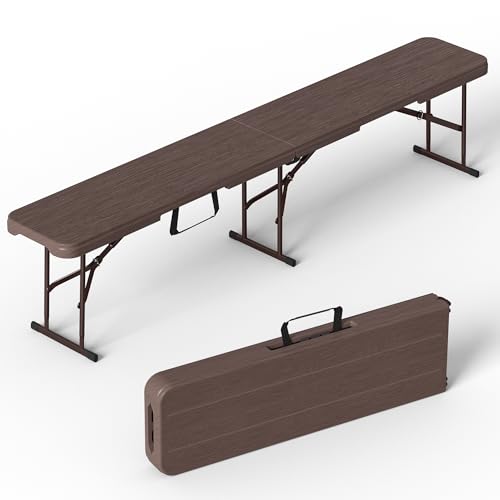 VSOAEIL 6 Foot Folding Bench, Portable Plastic Folding Bench Seat,