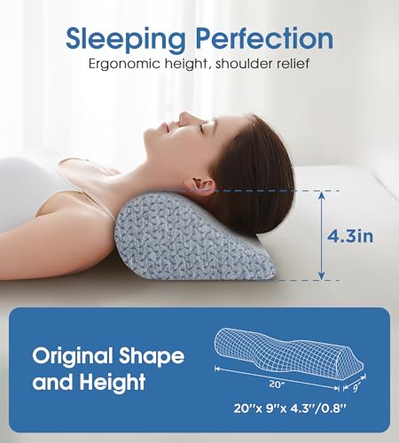 Cervical Neck Pillows for Pain Relief Sleeping, High-Density Memory Foam Pillow Neck for Bolster Support and Shoulder Relaxer, Decompression Devices Orthopedic Roll Pillow for Bed Office