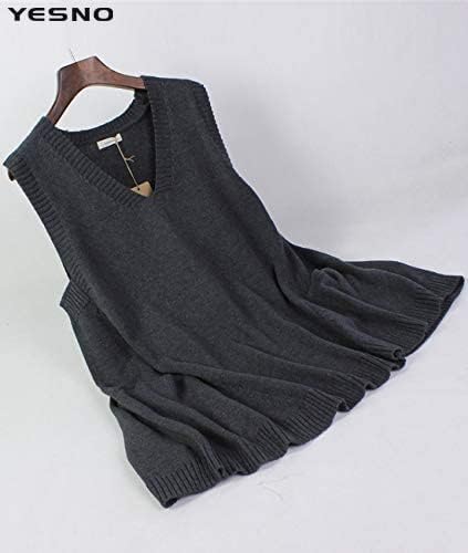 YESNO Sweater Vest Women Loose Swing Cotton Cute Oversized Knit Pullover Sleeveless Sweater Tops with Drop Pockets WM9 - Image 4