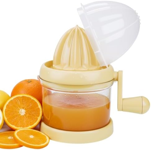 Manual Hand Crank Juicer - Portable Citrus Juicer for Oranges, Lemons & More - Hand Operated Fruit Juice Press for Home & Outdoor Use (Yellow) image 5