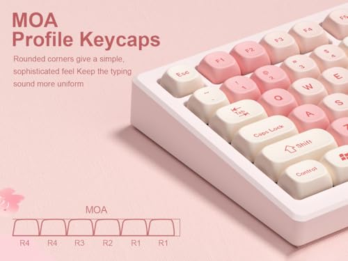 Image of dagaladoo PBT Keyboard keycaps,Pink moa keycaps,Cherry Blossom