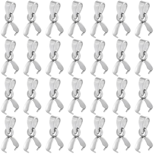 SUNNYCLUE 1 Box 100Pcs Stainless Steel Pinch Bails Small 9mm Ice Pick Pinch Bails Beads Pendant Bail Connector Pinch Bail Hooks Snap on Pinch Clasp for Jewellery Clasps DIY Necklace Craft Supplies