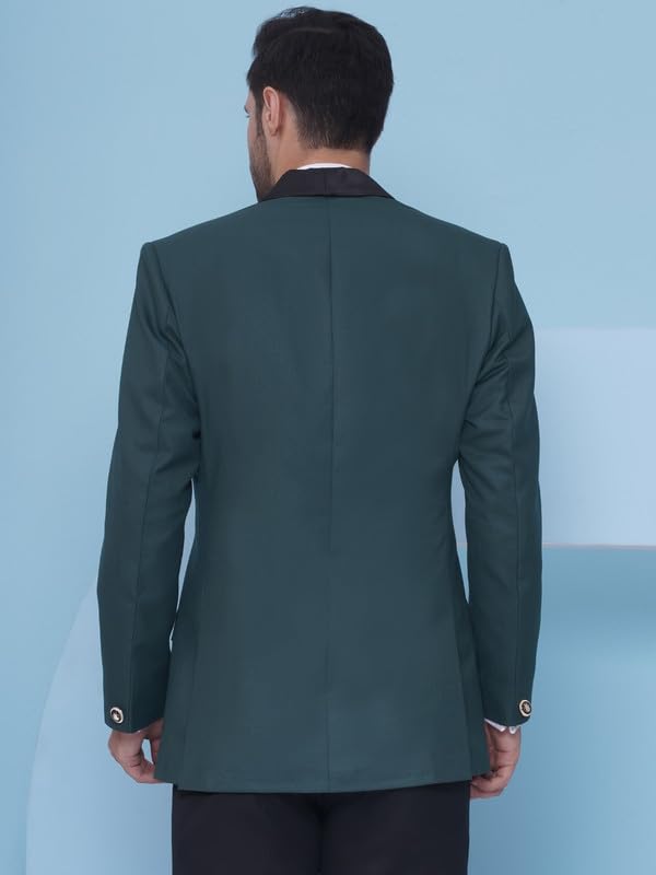 Image of FAVOROSKI Tuxedo Blazer for Men with 2 Pockets | Rayon Slim Fit Blazers | Ethnic Wear Tuxedos | One Button Solid Tuxedo Blazers in Shawl Collar | Blazer for Wedding, Festive, Formal