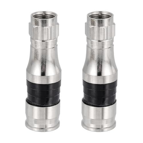 sourcing map Lot de 2 connecteurs à compression de câble coaxial de type F, 75 Ohm en cuivre RG11 avec joint torique étanche pour antennes de TV, routeurs, modems, TV satellite, noir