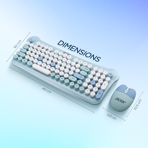 Image of Acer Cuteo Wireless Keyboard and Mouse Combo | 2.4GHz Wireless USB Receiver | Retro Round Keycaps | 1200 DPI Optical Mouse | Plug & Play Compact Design for PC, Laptop, Office & Home Use | Blue