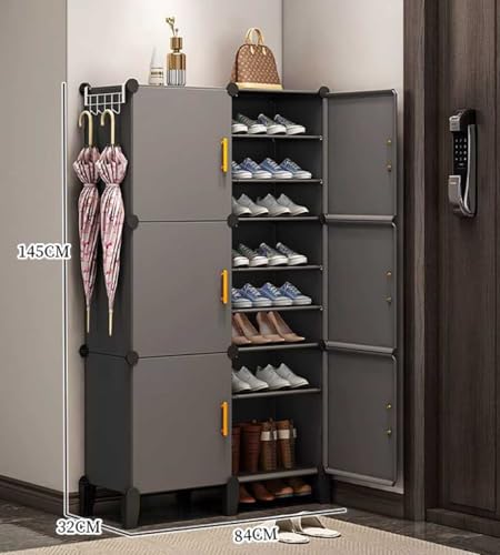 Image of EXVITO 6 Door Shoe Rack with Shelf, Folding Shoe Rack for Bedroom, Living Room,Entryway, Footwear Stand for Home, Organizer, ShoeRack Plastic | Plastic Shoes Rack for Home - Grey