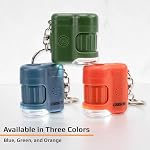 Carson MicroMini 20x LED Microscope de poche éclairé avec intégré UV et LED Lampe de poche - Orange