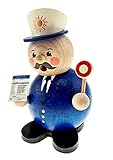 Hess Holzspielzeug 40038 - Original Kugel-Räuchermann aus dem Erzgebirge im Design eines Polizisten, handgefertigte Räucher-Figur aus Holz, Räuchermännchen geeignet für Räucherkerzen