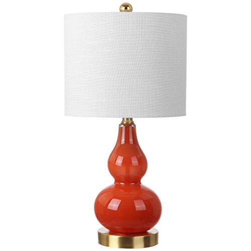 JONATHAN Y 20.5" Sunset Orange Glass Table Lamp, Modern Gourd Bedside Nightstand Lamp for Bedroom, Living Room, White Linen Shade, LED Bulb Included (JYL1028G) by JONATHAN Y - Image 8