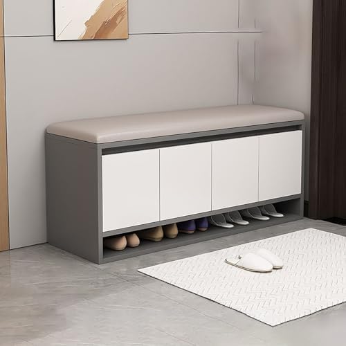 Pull Out Shoe Rack Rotating Shoe Cabinet Cabiner Rotate Rotating Shoe Storage Rack for Wardrobes Retractable，3-Tier Shoe Organizer Bench with Cushioned Seat - Space-Saving Entryway Storage,