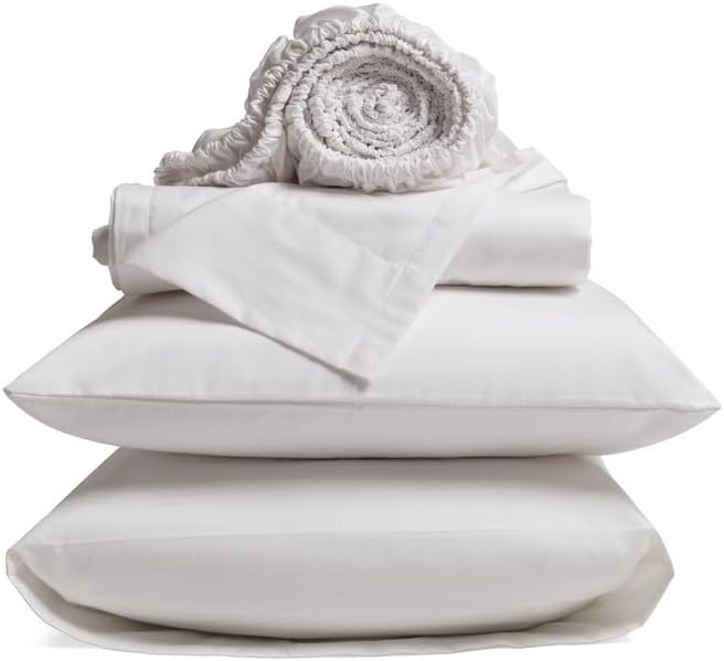 Juego de sábanas de 4 piezas, 100% algodón egipcio de 1000 hilos, bolsillo profundo de 18 pulgadas, suave, colección de ropa de cama de hotel de