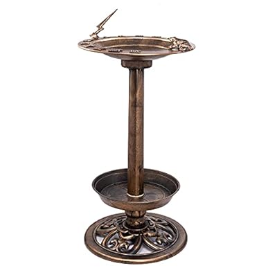 Schallen Garden Outdoor Bronze Plastic Metal Effect Clam Shell Bird Bath with Base Planter and Frog Detail