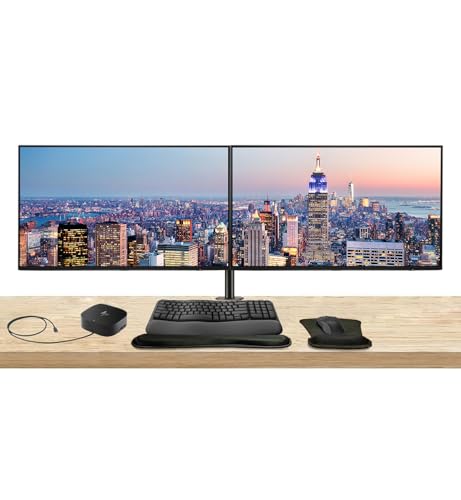 Image of HP Series 7 Pro 27-inch 727pq 2K QHD 1440p LCD Monitor, 2-Pack Bundled with Daisy Chain, Desk Mount Dual Monitor Stand, USB-C Multiport G5 Dock, MK650 Wireless Keyboard & Mouse, Gel Mouse & Wrist Pad