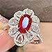925 Sterling Silver Shiny Full Diamond Rings 18K Gold Red Gem Cocktail Rings Oval Cut Ruby Cubic Zirconia Rings CZ Diamond Halo Rings Eternity Engagement Wedding Band Rings for Women Z.93 (US Code 8)
