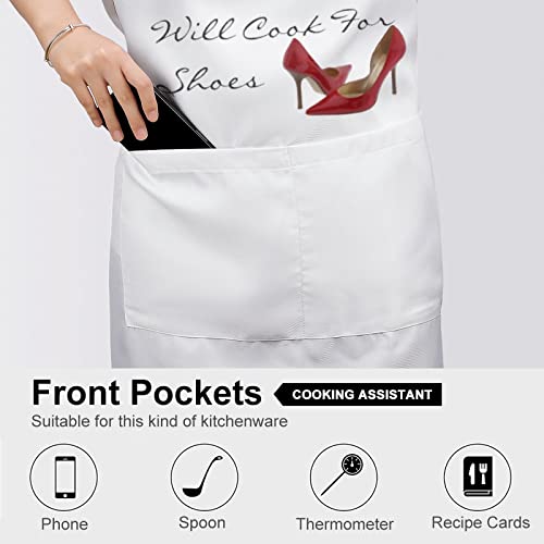 Curdesi Adjustable Bib Apron With 2 Pockets Red Shoe, Will Cook For Shoes Chef Kitchen Cooking Aprons For Women Men Restaurant Bbq Painting #TOP4
