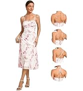 Ever-Pretty Women's Sleeveless Print Adjustable Spaghetti Straps Midi Wedding Guest Dress 02416