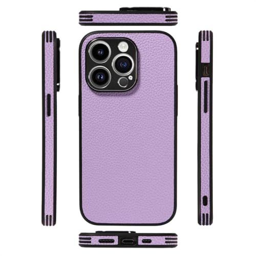 Coque violette iPhone 14 Pro Max cuir pour le quotidien