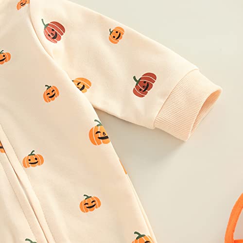 Halloween Baby Boy Girl Outfit Pumpkin Long Sleeve Onesie Romper Jumpsuit Halloween Clothes Girl Boy (Halloween Jumpsuit,3-6 Months) #TOP4