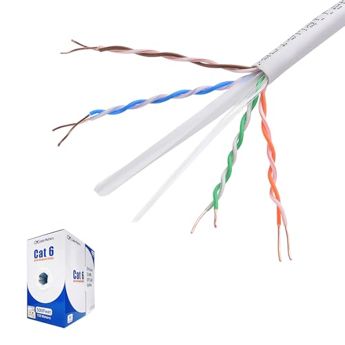 Cable Matters [UL Listed] 10Gbps in-Wall (CM) Rated 23AWG Bare Copper Cat 6 Cable - 500ft, Solid, UTP Cat6 Bulk Ethernet Cable, Cat6 Ethernet Cord, White