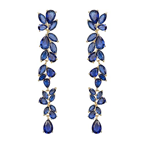 Crysdue Wedding Cubic Zirconia Bridal Dangle Earrings for Bride Bridesmaid Women, Chandelier Drop Earring for Prom Pageant Party