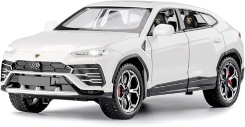 Image of Exclusive Alloy Metal Pull Back Die-Cast Car Diecast Metal Pullback Toy Car with Openable 6 Doors,Light Music Boys Gifts Toys (1:24 Lamborghini Urus-White)