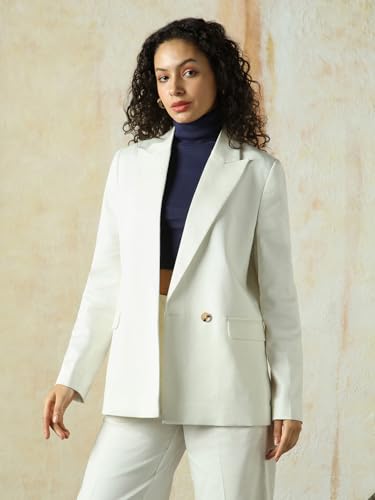 Image of High Star Women Solid Longline Length Oversized Notch Lapel Collar Full Sleeve Blazer