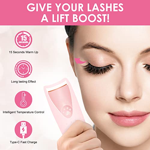 Heated-Eyelash-Curlers Usb-Rechargeable-Electric-Eyelash-Curler-With-3-Temperature-Modes Quick-&-Long-Lasting #TOP1