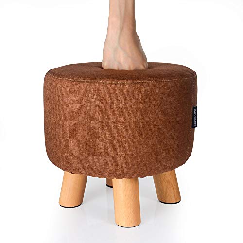 Banquinho de apoio de pé Otomano acolchoado em tecido redondo (marrom)